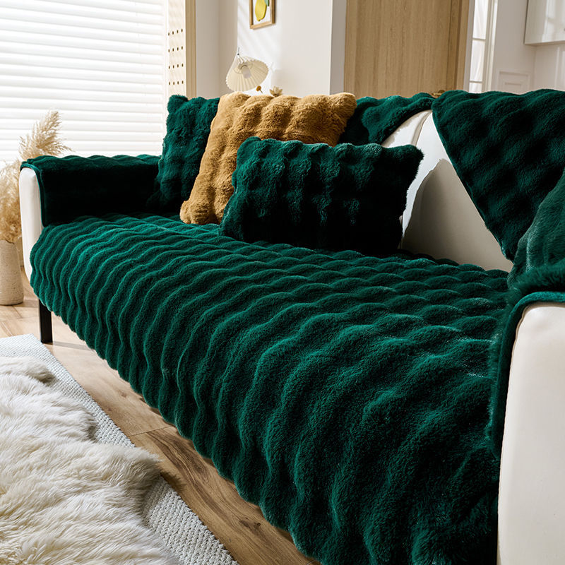 Rabbit Plush Sofa Cushion Winter Thickened Fleece Simple - VOGORA