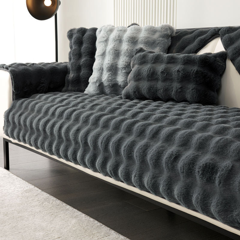 Rabbit Plush Sofa Cushion Winter Thickened Fleece Simple - VOGORA