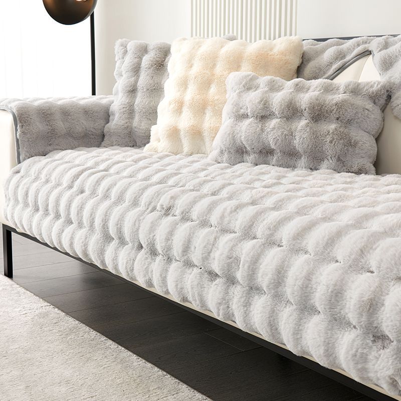 Rabbit Plush Sofa Cushion Winter Thickened Fleece Simple - VOGORA
